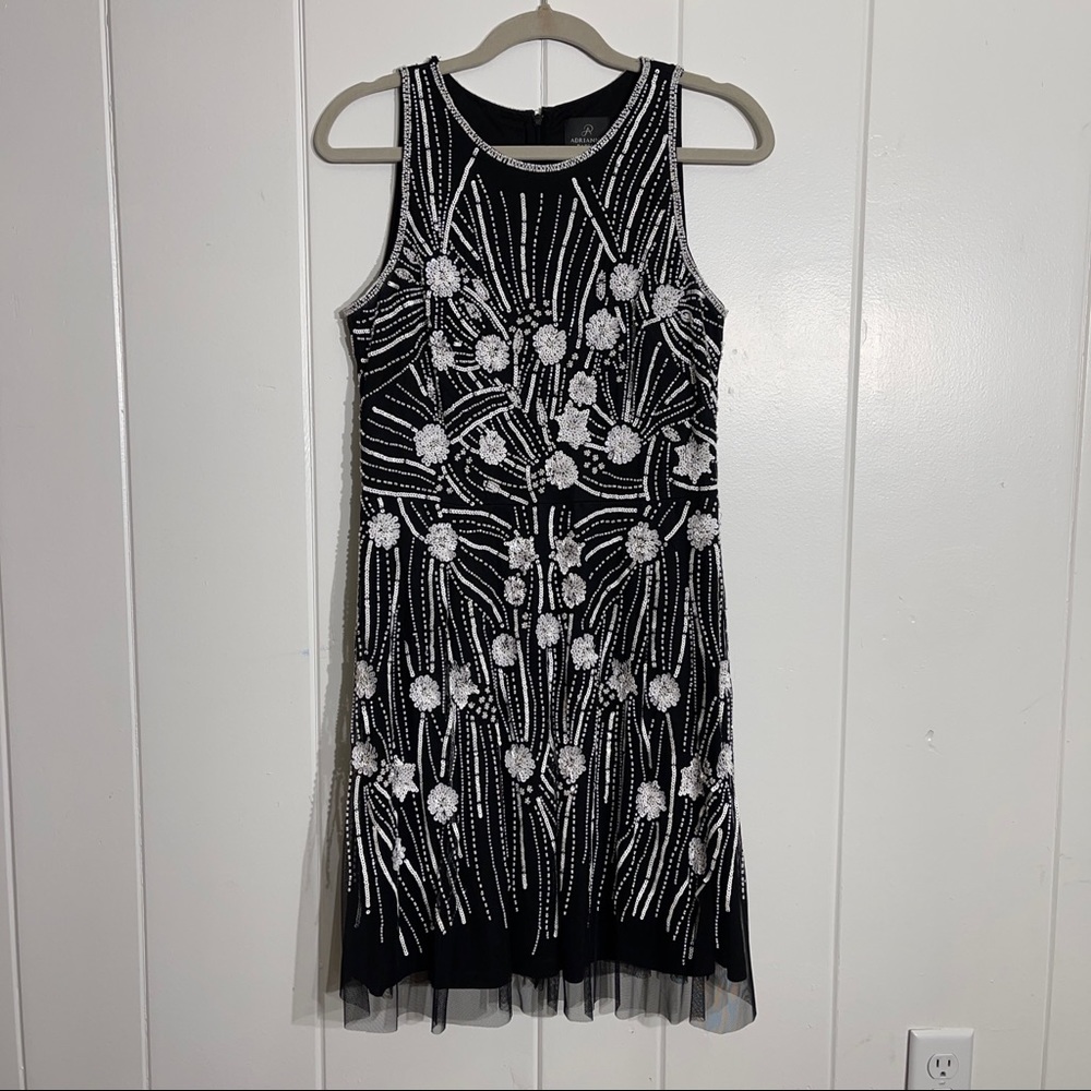 Adrianna Papell Embellished Mesh Sheath Dress